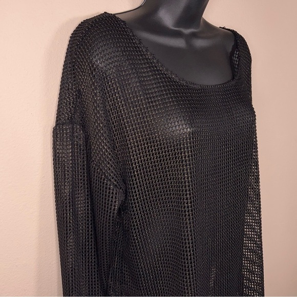 LARGE ROCK AND REPUBLIC BLACK GOLD SHIMMER MESH TOP GOTH PUNK BIKER - Picture 3 of 11